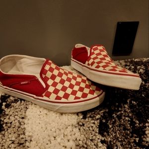 Red and white checkered vans